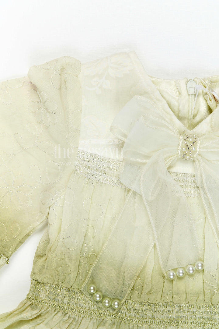 The Nesavu Girls Cotton Frock Baby Girl Party Frock for Special Occasions and Photoshoots Nesavu Nesavu baby girl party frock for special occasions with georgette fabric and thread embroidery flared design