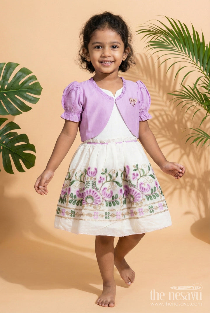 The Nesavu Girls Fancy Frock Baby Girl Party Frock with Jacket for Birthdays and Special Events Nesavu 20 (3Y) / Purple GFC1833B-20 Nesavu baby girl party frock jacket style birthdays festive occasions