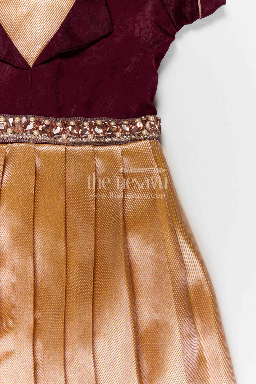 The Nesavu Girls Silk Gown Baby Girl Party Gown for Birthdays and Special Occasions Nesavu Nesavu baby girl party gown for birthdays and special occasions with velvet bodice and pleated tissue skirt