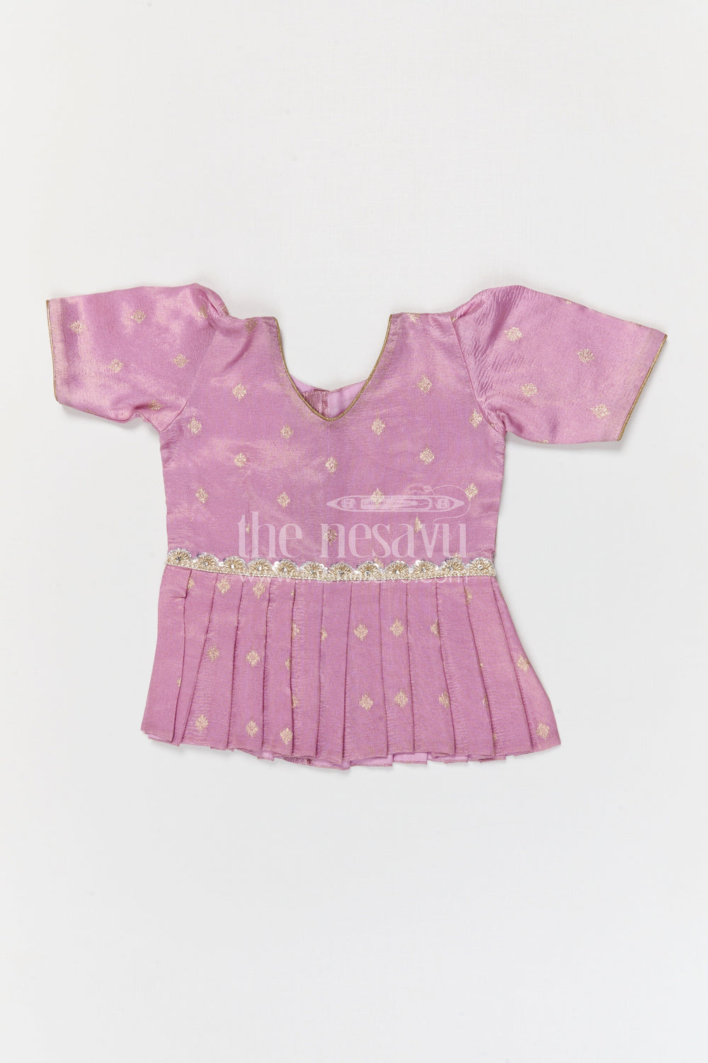 The Nesavu Pattu Pavadai Baby Girl Pattu Pavadai for Festivals and Temple Celebrations Nesavu Nesavu baby girl Banaras art silk pattu pavadai for festivals and temple visits with grand border