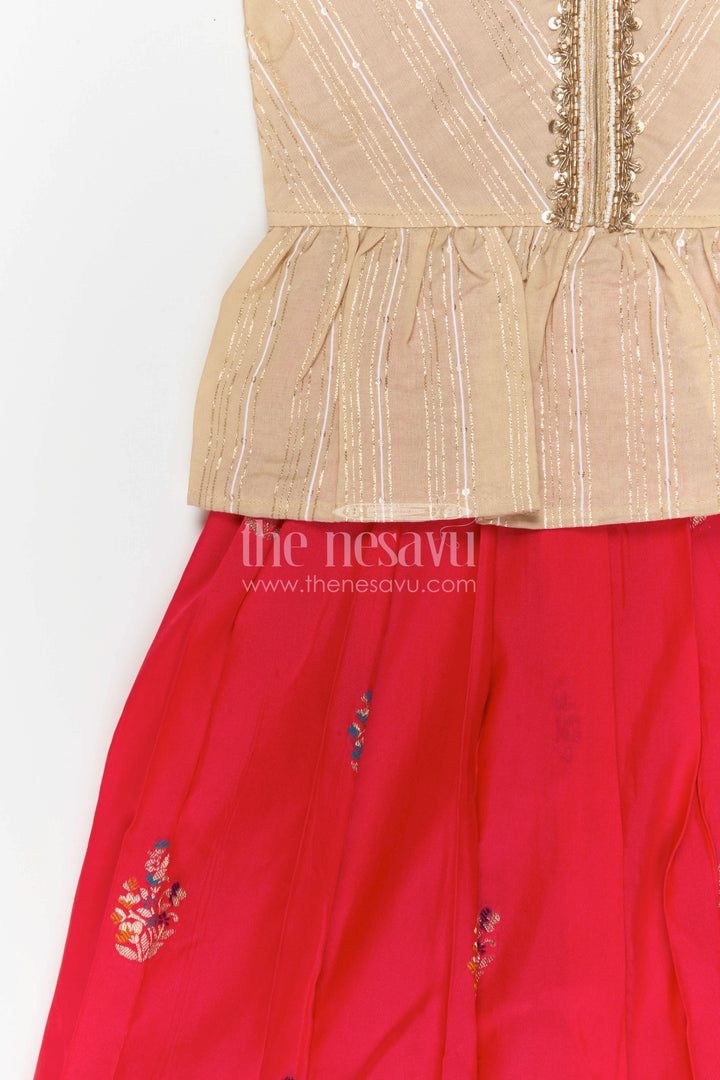 The Nesavu Pattu Pavadai Baby Girl Pattu Pavadai for Festivals and Temple Visits Nesavu Nesavu baby girl Banaras art silk pattu pavadai for festivals and temple visits with grand zari border