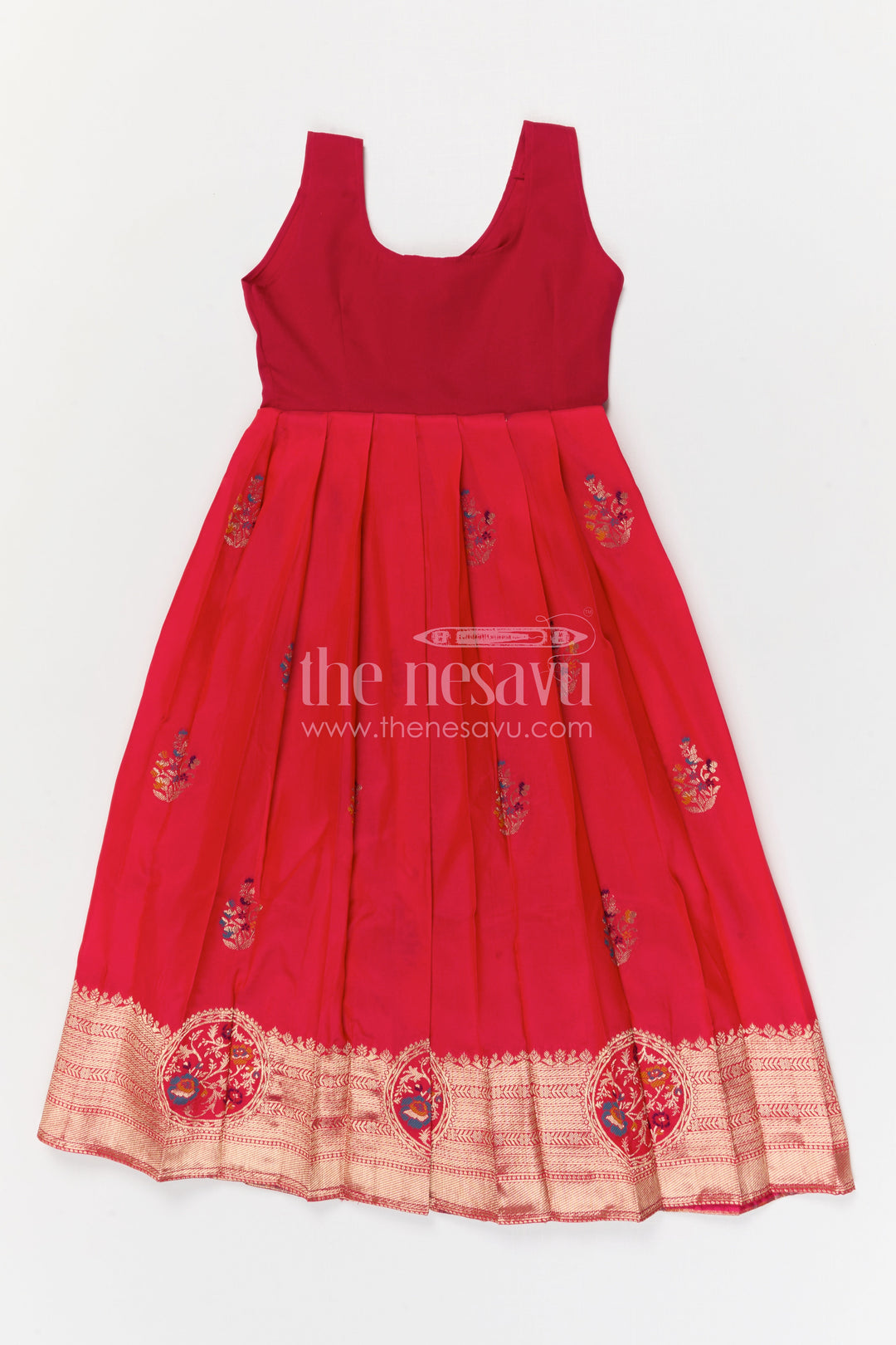 The Nesavu Pattu Pavadai Baby Girl Pattu Pavadai for Festivals and Temple Visits Nesavu Nesavu baby girl Banaras art silk pattu pavadai for festivals and temple visits with grand zari border