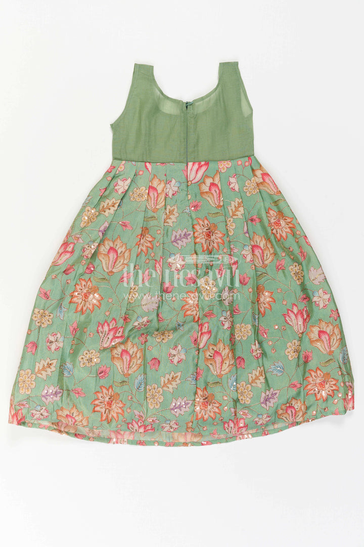 The Nesavu Pattu Pavadai Baby Girl Pattu Pavadai for Festive Celebrations and Family Functions Nesavu Nesavu Baby Girl Pattu Pavadai For Festive Occasions With Floral Skirt And Sequence Embroidery