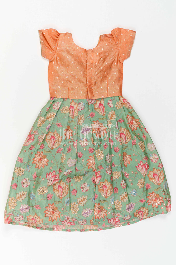 The Nesavu Pattu Pavadai Baby Girl Pattu Pavadai for Festive Celebrations and Family Functions Nesavu Nesavu Baby Girl Pattu Pavadai For Festive Occasions With Floral Skirt And Sequence Embroidery