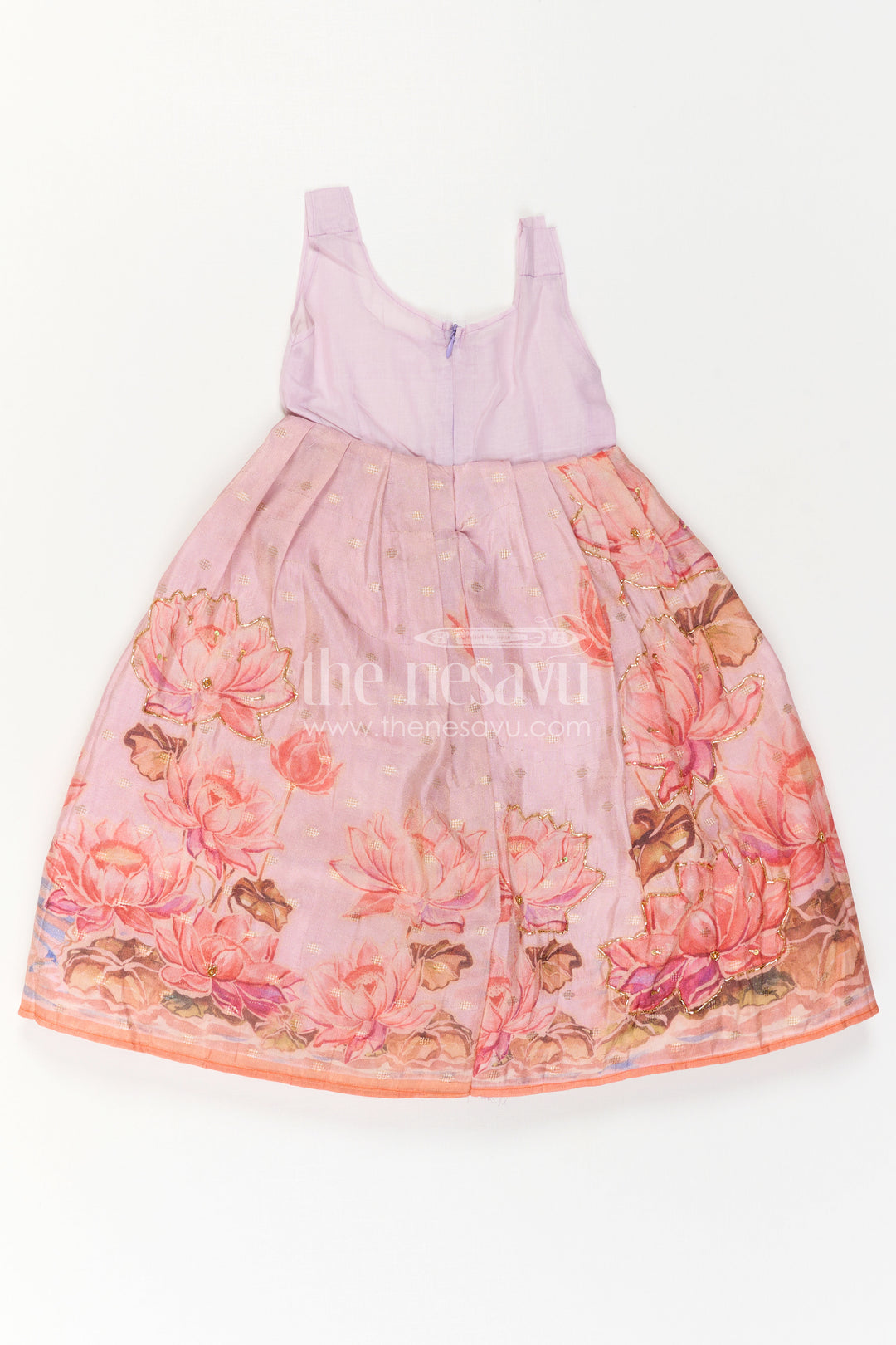 The Nesavu Pattu Pavadai Baby Girl Pattu Pavadai for Festive Celebrations and Family Photos Nesavu Nesavu Baby Girl Pattu Pavadai With Floral Skirt And Beads Embroidery For Festive Occasions