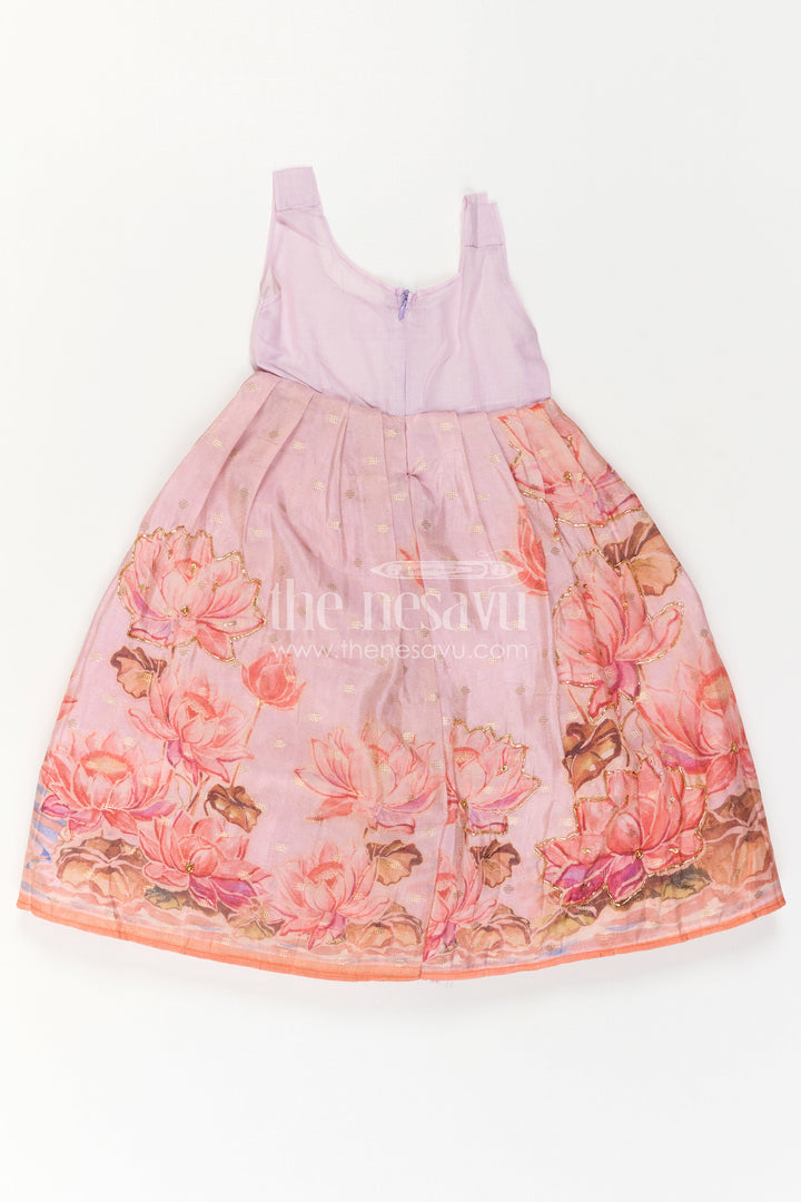 The Nesavu Pattu Pavadai Baby Girl Pattu Pavadai for Festive Celebrations and Family Photos Nesavu Nesavu Baby Girl Pattu Pavadai With Floral Skirt And Beads Embroidery For Festive Occasions