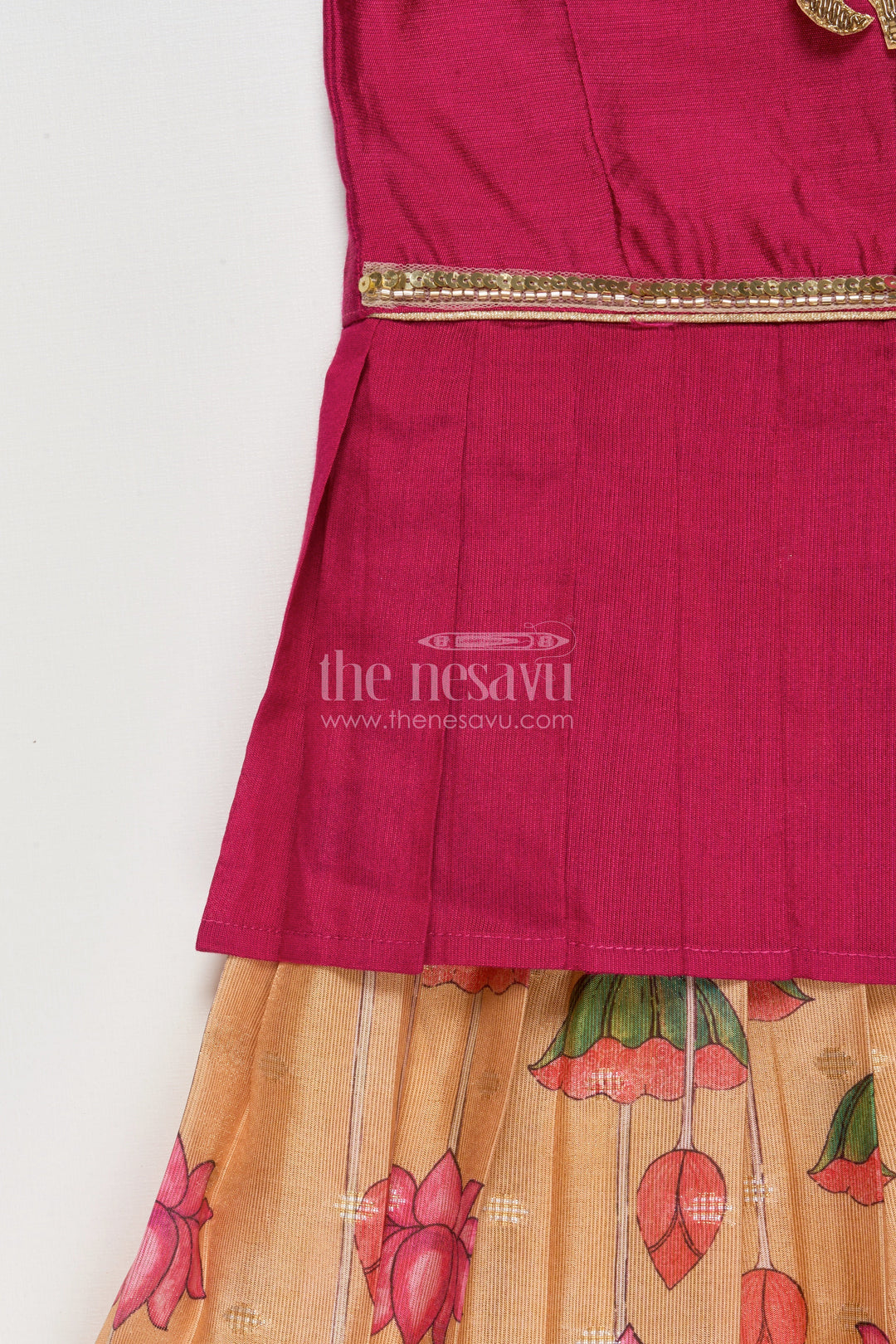 The Nesavu Pattu Pavadai Baby Girl Pattu Pavadai for Festive Photoshoots and Temple Visits Nesavu 18 (2Y) / Red GPP350B-18 Nesavu baby girl pattu pavadai zari work festive photoshoots temple visits