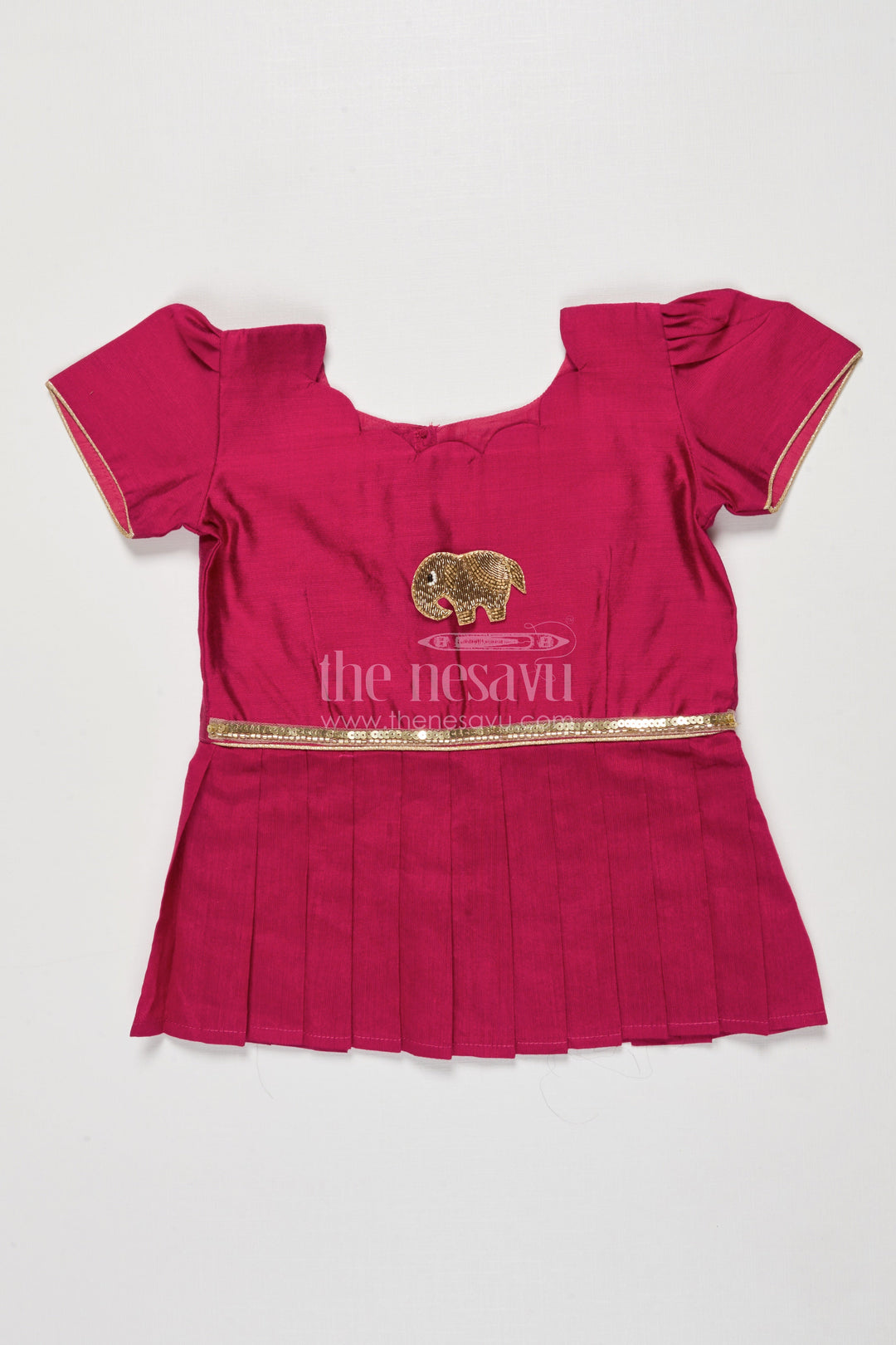 The Nesavu Pattu Pavadai Baby Girl Pattu Pavadai for Festive Photoshoots and Temple Visits Nesavu 18 (2Y) / Red GPP350B-18 Nesavu baby girl pattu pavadai zari work festive photoshoots temple visits