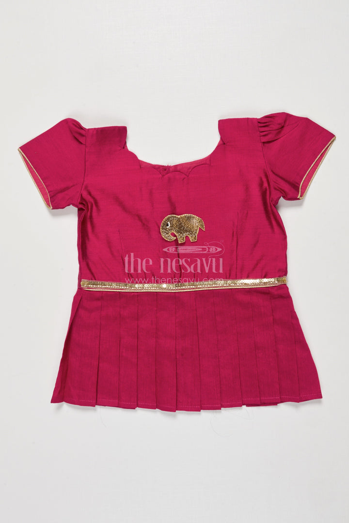 The Nesavu Pattu Pavadai Baby Girl Pattu Pavadai for Festive Photoshoots and Temple Visits Nesavu 18 (2Y) / Red GPP350B-18 Nesavu baby girl pattu pavadai zari work festive photoshoots temple visits