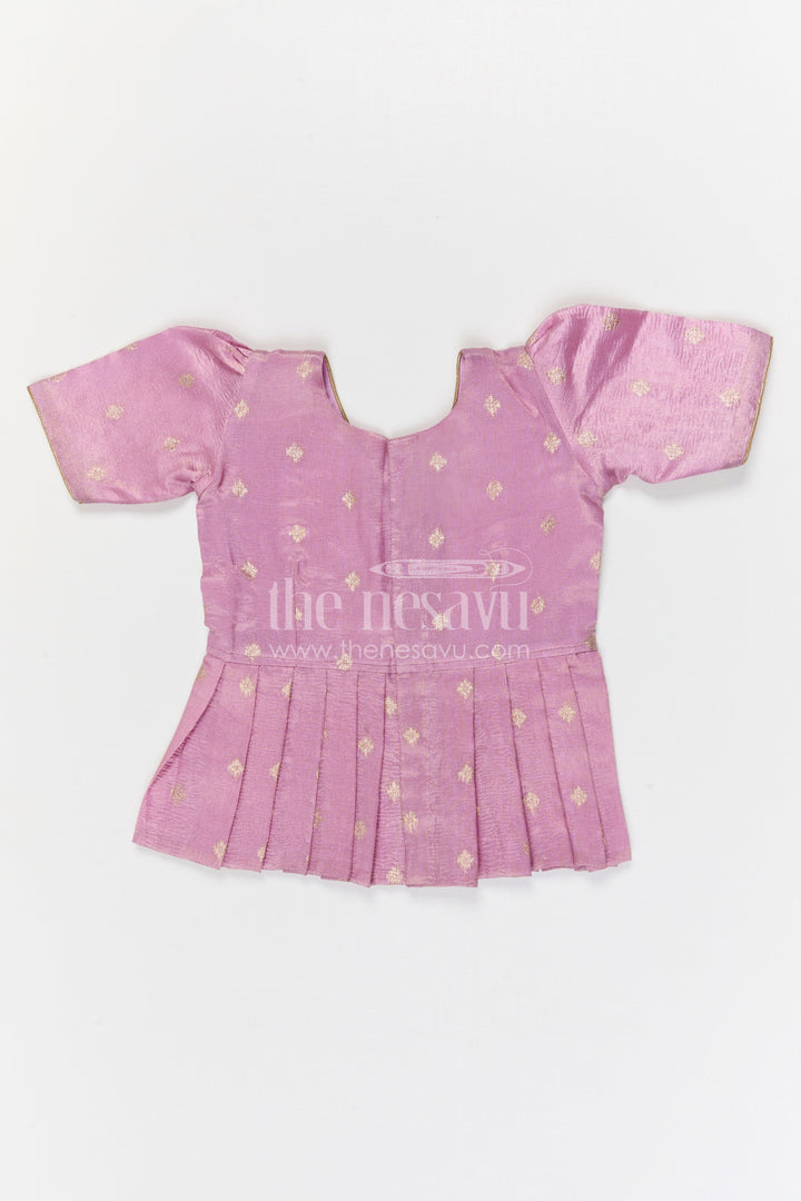 The Nesavu Pattu Pavadai Baby Girl Pattu Pavadai for Traditional Functions and Weddings Nesavu 20 (3Y) / Purple / Banarasi GPP373B-20 Nesavu baby girl pattu pavadai for weddings and festive occasions with Banaras art silk zari border