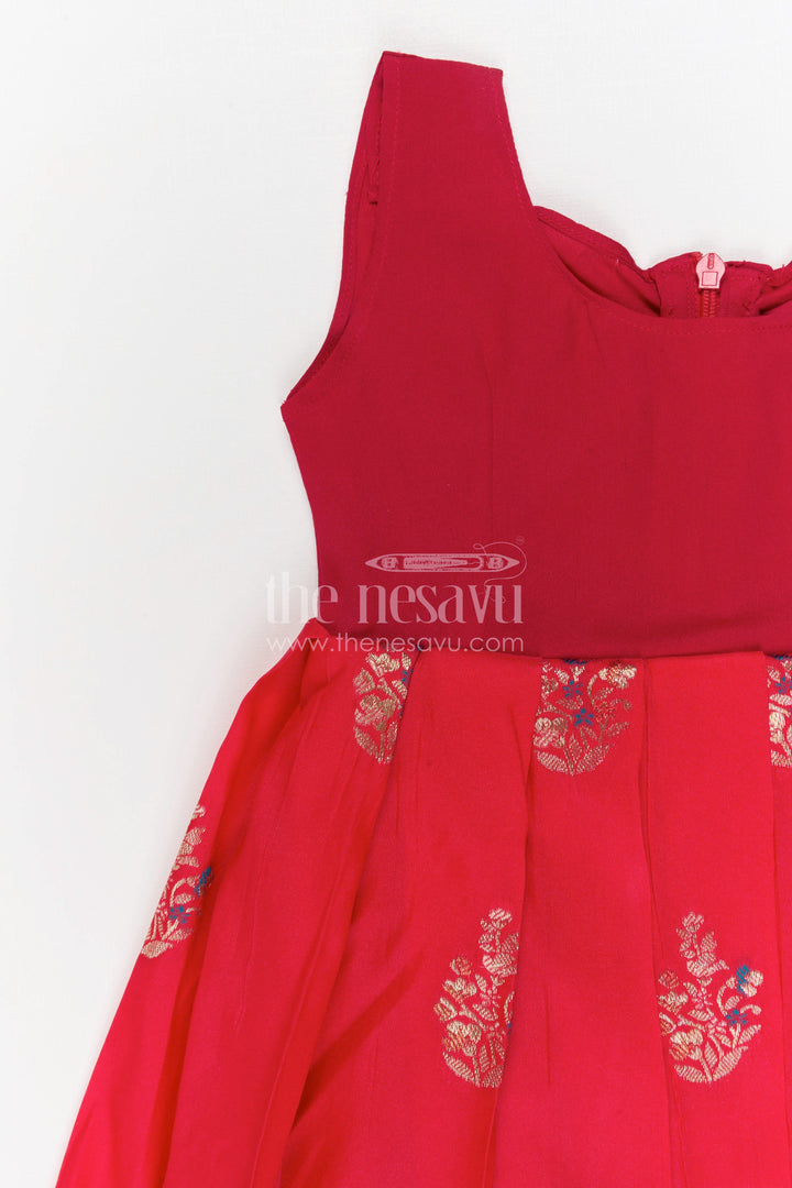 The Nesavu Pattu Pavadai Baby Girl Pattu Pavadai for Wedding and Festival Celebrations Nesavu 18 (2Y) / Red / Banarasi GPP372B-18 Nesavu baby girl pattu pavadai for weddings and festivals with Banaras art silk zari border