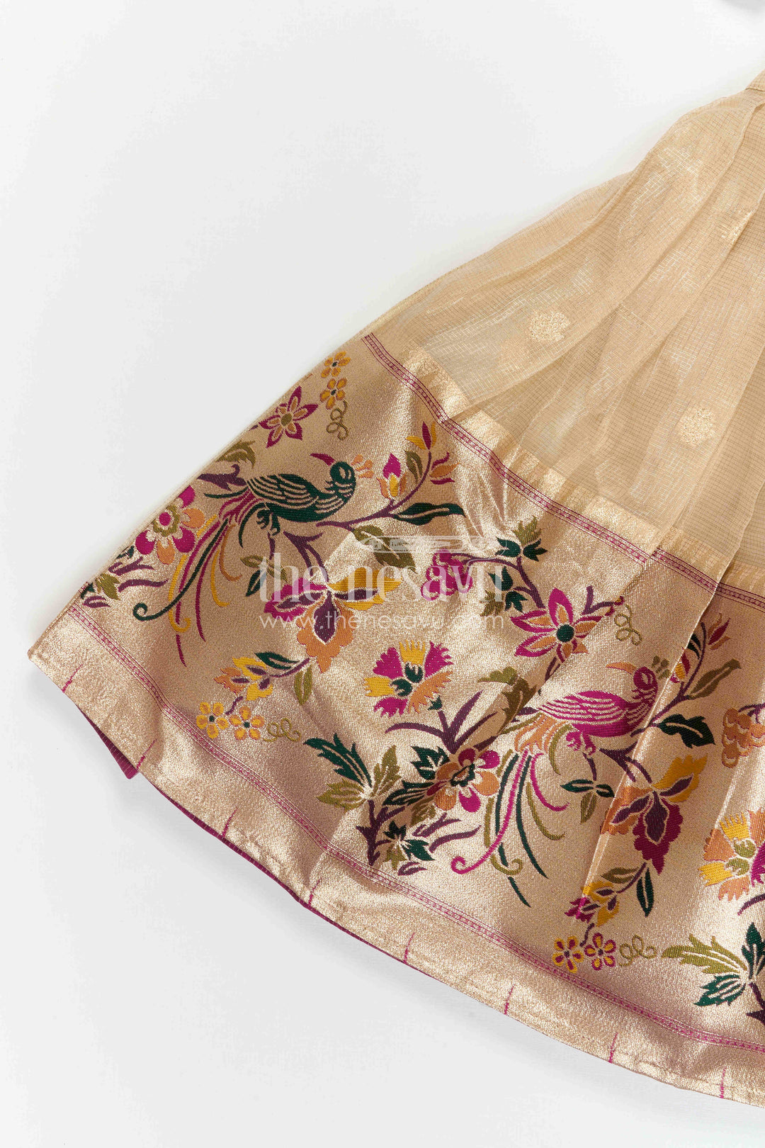 The Nesavu Pattu Pavadai Baby Girl Pattu Pavadai Set for Festivals and Traditional Celebrations Nesavu Nesavu baby girl pattu pavadai set for festivals and weddings with tissue skirt design