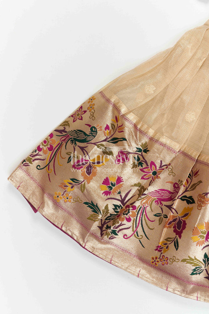 The Nesavu Pattu Pavadai Baby Girl Pattu Pavadai Set for Festivals and Traditional Celebrations Nesavu Nesavu baby girl pattu pavadai set for festivals and weddings with tissue skirt design