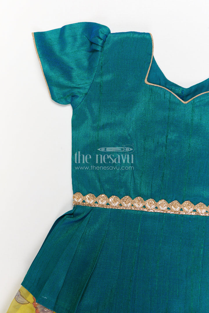 The Nesavu Pattu Pavadai Baby Girl Pattu Pavadai Set for Festivals and Wedding Ceremonies Nesavu Nesavu baby girl pattu pavadai with zari embroidered skirt and raw silk blouse for traditional events