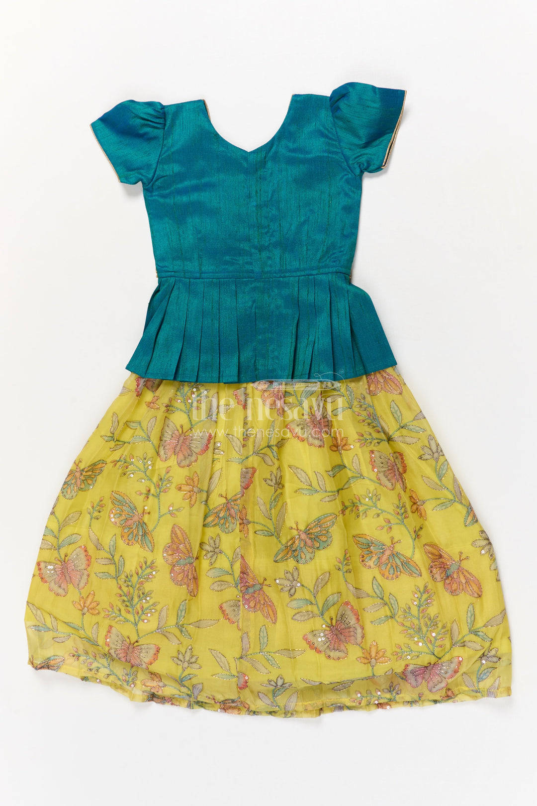 The Nesavu Pattu Pavadai Baby Girl Pattu Pavadai Set for Festivals and Wedding Ceremonies Nesavu Nesavu baby girl pattu pavadai with zari embroidered skirt and raw silk blouse for traditional events