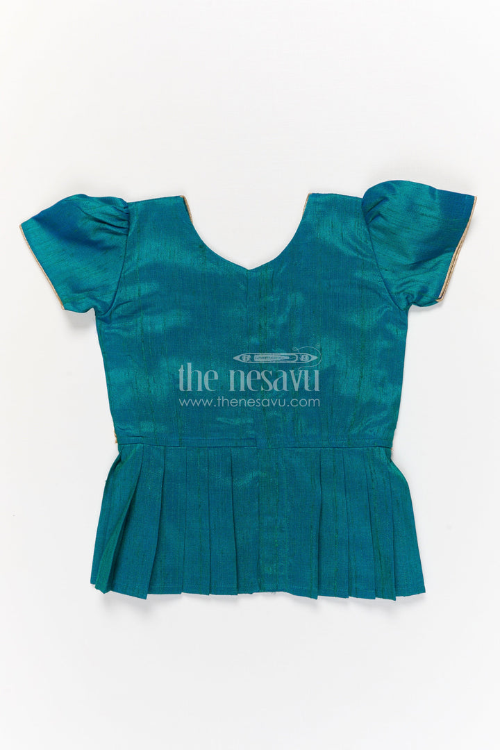 The Nesavu Pattu Pavadai Baby Girl Pattu Pavadai Set for Festivals and Wedding Ceremonies Nesavu Nesavu baby girl pattu pavadai with zari embroidered skirt and raw silk blouse for traditional events