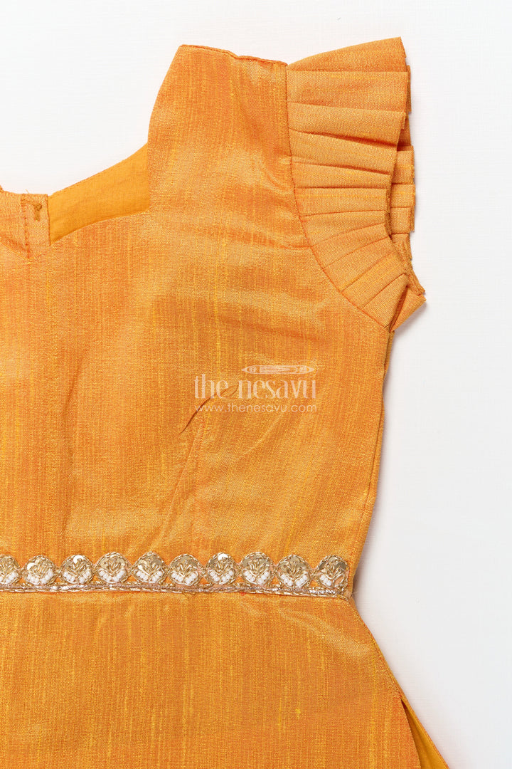 The Nesavu Pattu Pavadai Baby Girl Pattu Pavadai with Animal Border Print for Traditional Functions Nesavu Nesavu baby girl pattu pavadai lotus cow border print festive functions