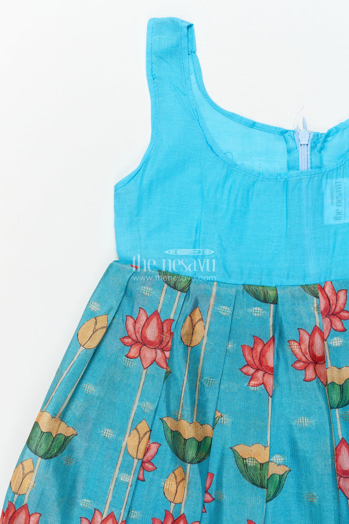 The Nesavu Pattu Pavadai Baby Girl Pattu Pavadai with Animal Border Print for Traditional Functions Nesavu Nesavu baby girl pattu pavadai lotus cow border print festive functions