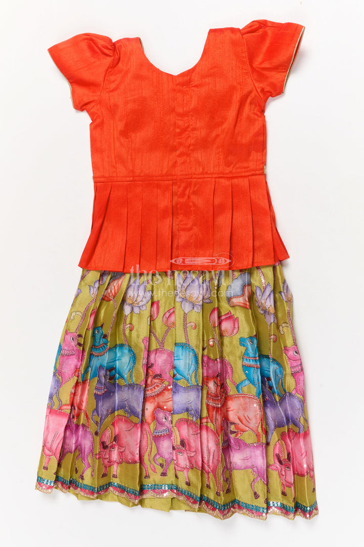 The Nesavu Pattu Pavadai Baby Girl Pattu Pavadai with Animal Motif Embroidery Skirt for Unique Festive Wear Nesavu Nesavu baby girl pattu pavadai with zari embroidered animal motif skirt and raw silk blouse