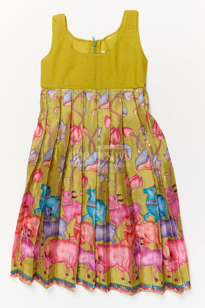 The Nesavu Pattu Pavadai Baby Girl Pattu Pavadai with Animal Motif Embroidery Skirt for Unique Festive Wear Nesavu Nesavu baby girl pattu pavadai with zari embroidered animal motif skirt and raw silk blouse