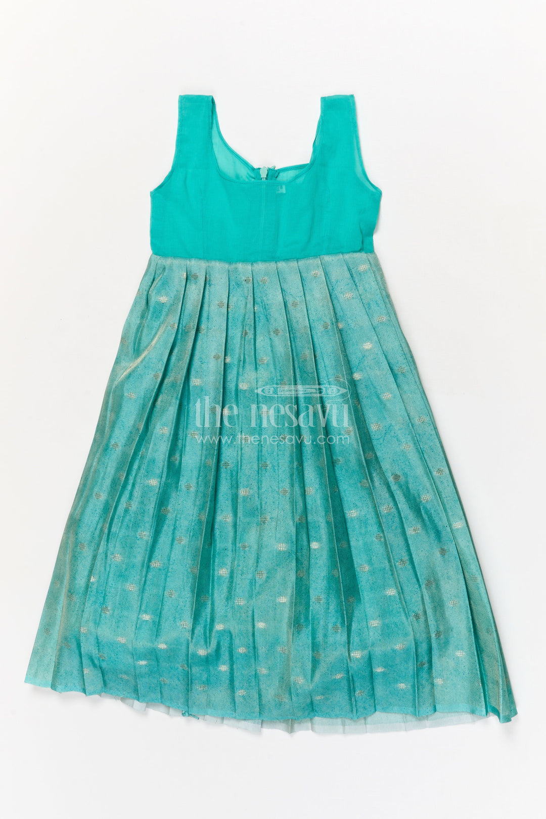 The Nesavu Pattu Pavadai Baby Girl Pattu Pavadai with Raw Silk Yoke for Cultural Celebrations Nesavu 18 (2Y) / Yellow GPP354B-18 Nesavu baby girl pattu pavadai with raw silk yoke and semi Banaras art silk skirt for naming ceremonies