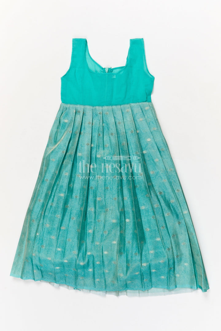 The Nesavu Pattu Pavadai Baby Girl Pattu Pavadai with Raw Silk Yoke for Cultural Celebrations Nesavu 18 (2Y) / Yellow GPP354B-18 Nesavu baby girl pattu pavadai with raw silk yoke and semi Banaras art silk skirt for naming ceremonies