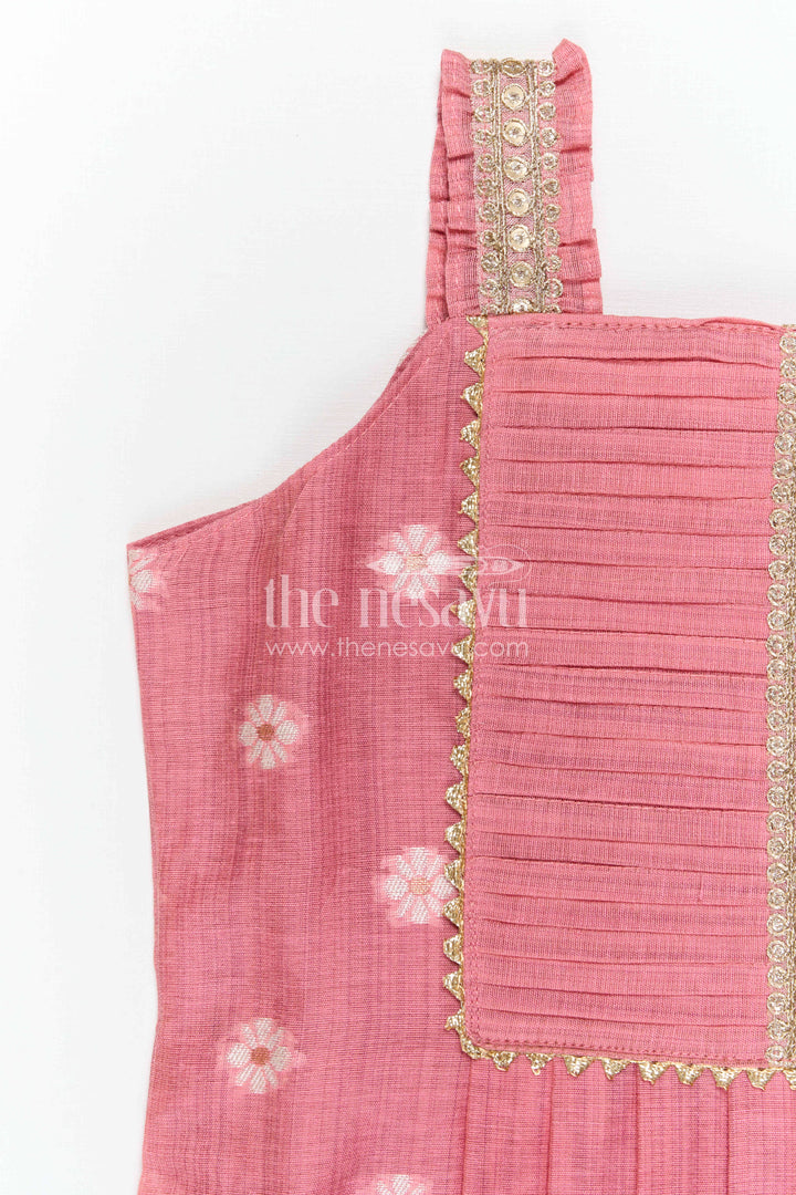 The Nesavu Girls Cotton Frock Baby Girl Pink Frock for Birthday Parties and Festive Outings Nesavu Nesavu Baby Girl Cotton Jacquard Frock For Birthday Parties And Festive Outings In Soft Breathable Fabric