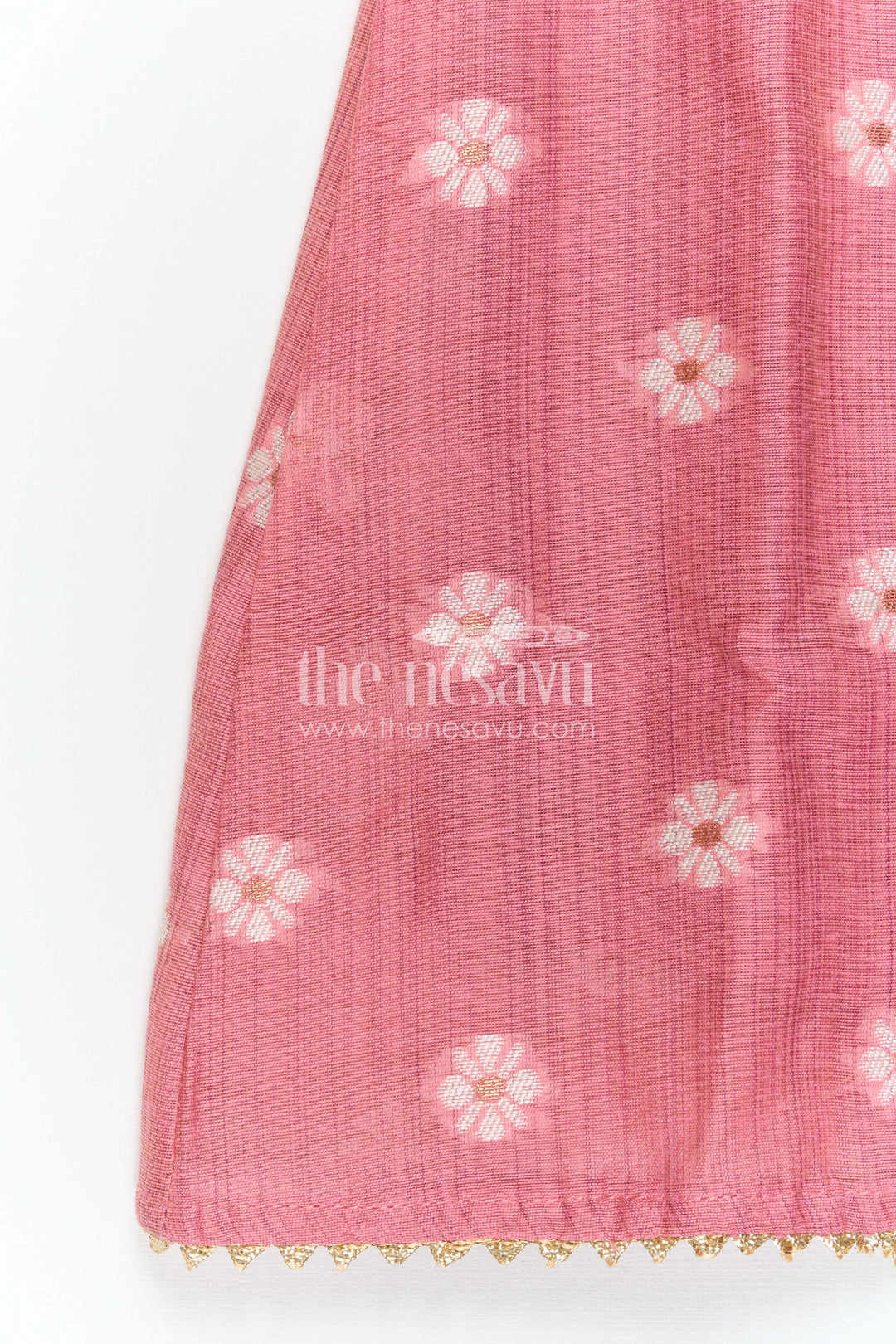 The Nesavu Girls Cotton Frock Baby Girl Pink Frock for Birthday Parties and Festive Outings Nesavu Nesavu Baby Girl Cotton Jacquard Frock For Birthday Parties And Festive Outings In Soft Breathable Fabric