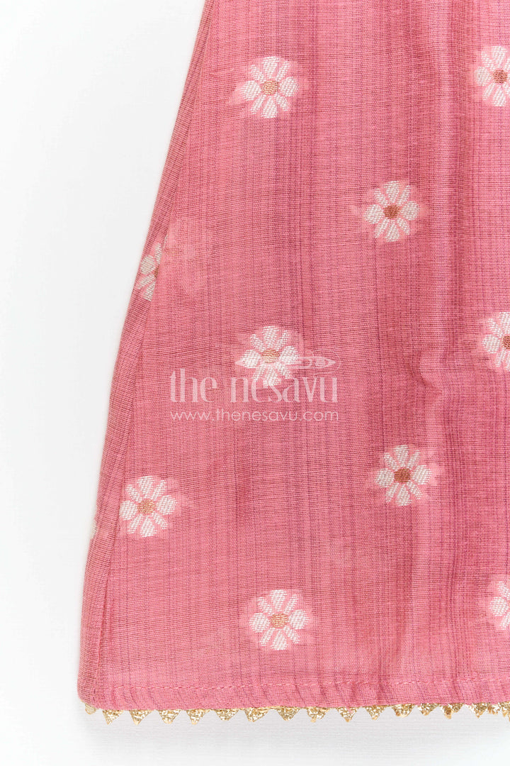 The Nesavu Girls Cotton Frock Baby Girl Pink Frock for Birthday Parties and Festive Outings Nesavu Nesavu Baby Girl Cotton Jacquard Frock For Birthday Parties And Festive Outings In Soft Breathable Fabric