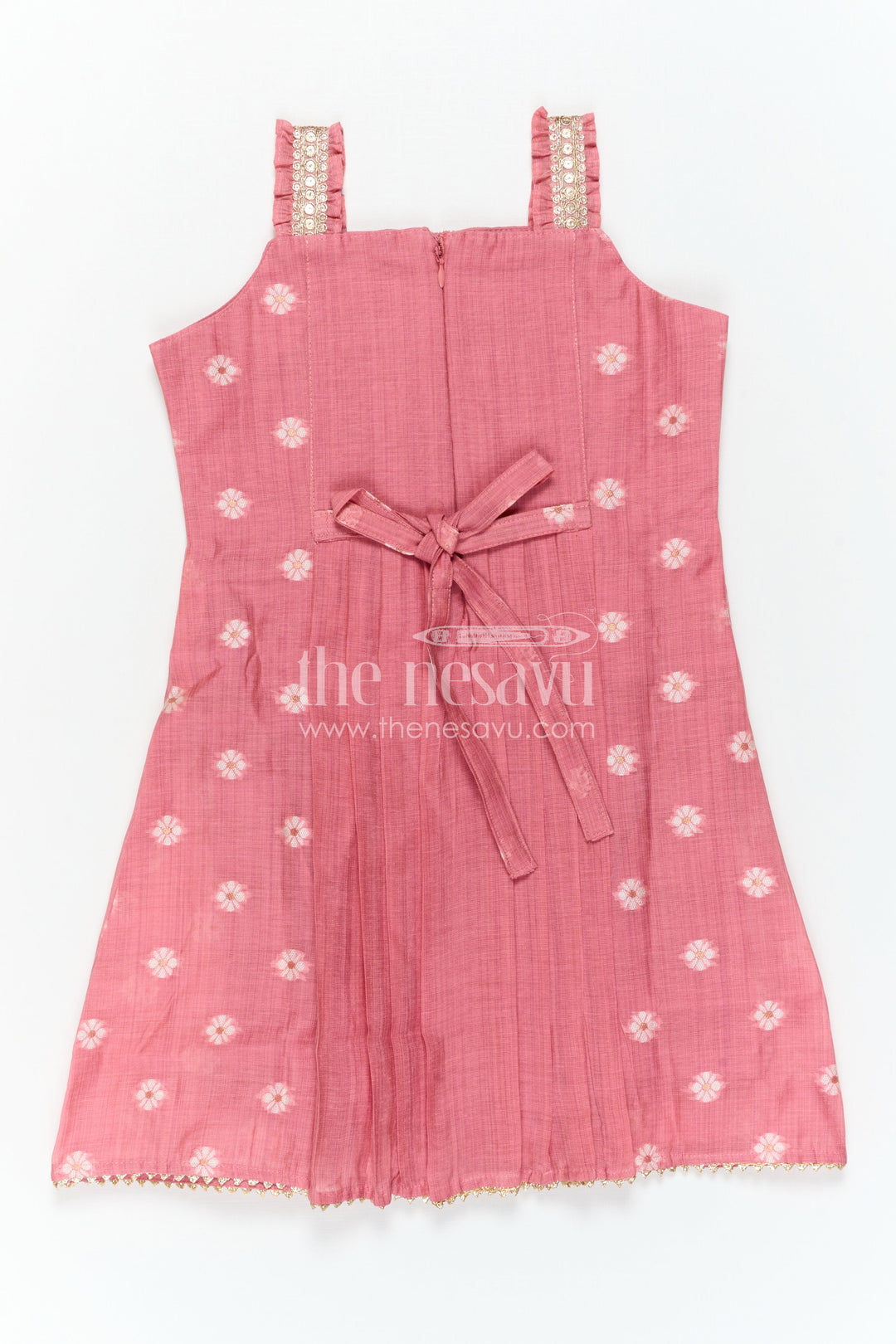 The Nesavu Girls Cotton Frock Baby Girl Pink Frock for Birthday Parties and Festive Outings Nesavu Nesavu Baby Girl Cotton Jacquard Frock For Birthday Parties And Festive Outings In Soft Breathable Fabric