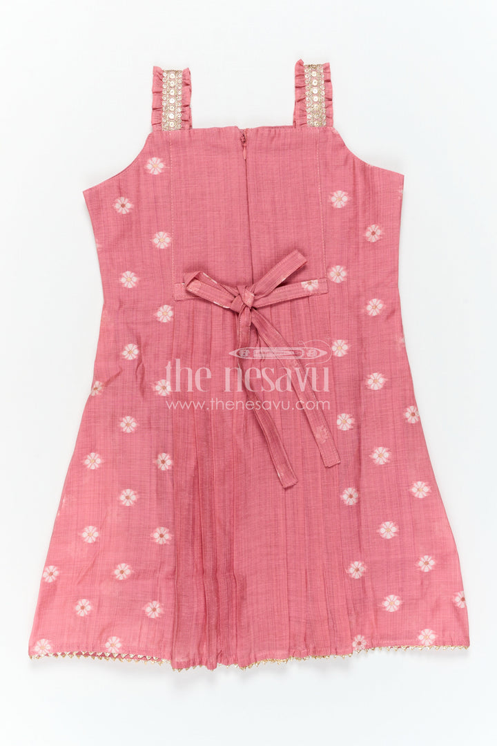 The Nesavu Girls Cotton Frock Baby Girl Pink Frock for Birthday Parties and Festive Outings Nesavu Nesavu Baby Girl Cotton Jacquard Frock For Birthday Parties And Festive Outings In Soft Breathable Fabric
