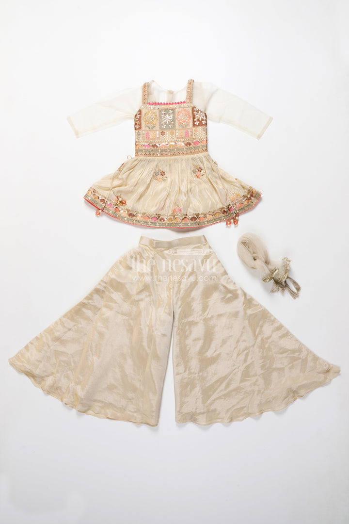 The Nesavu Girls Sharara / Plazo Set Baby Girl Plazo Set for Weddings and Traditional Occasions Nesavu Nesavu baby girl plazo set viscose silk embroidery  ideal weddings traditional ceremonies