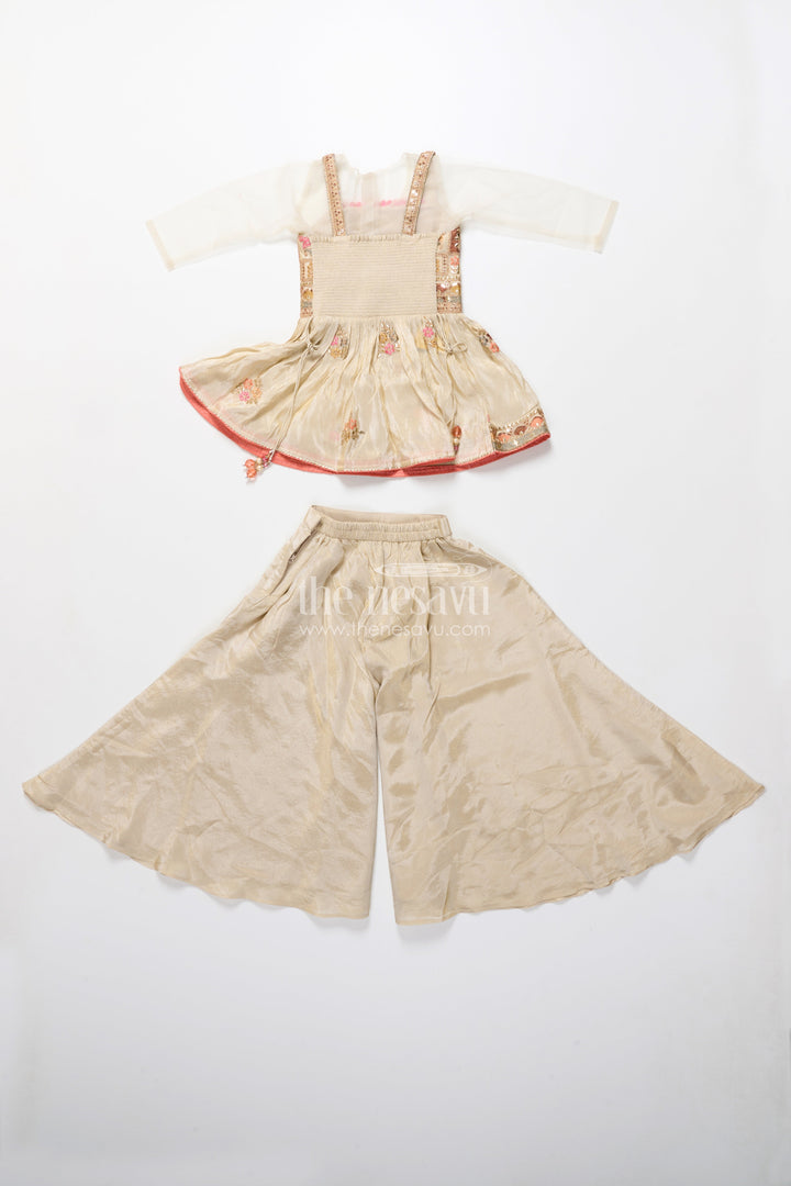 The Nesavu Girls Sharara / Plazo Set Baby Girl Plazo Set for Weddings and Traditional Occasions Nesavu Nesavu baby girl plazo set viscose silk embroidery  ideal weddings traditional ceremonies