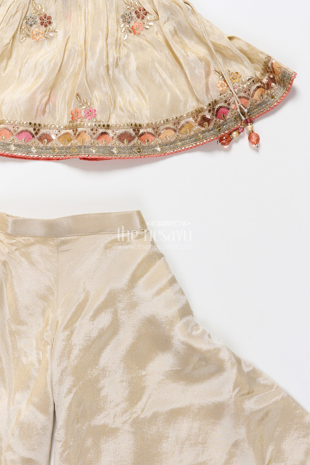 The Nesavu Girls Sharara / Plazo Set Baby Girl Plazo Set for Weddings and Traditional Occasions Nesavu Nesavu baby girl plazo set viscose silk embroidery  ideal weddings traditional ceremonies