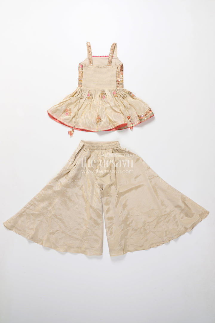 The Nesavu Girls Sharara / Plazo Set Baby Girl Plazo Set for Weddings and Traditional Occasions Nesavu Nesavu baby girl plazo set viscose silk embroidery  ideal weddings traditional ceremonies