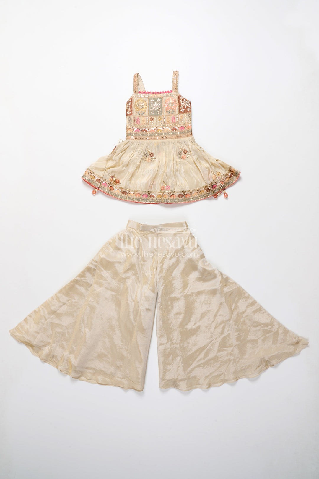 The Nesavu Girls Sharara / Plazo Set Baby Girl Plazo Set for Weddings and Traditional Occasions Nesavu Nesavu baby girl plazo set viscose silk embroidery  ideal weddings traditional ceremonies