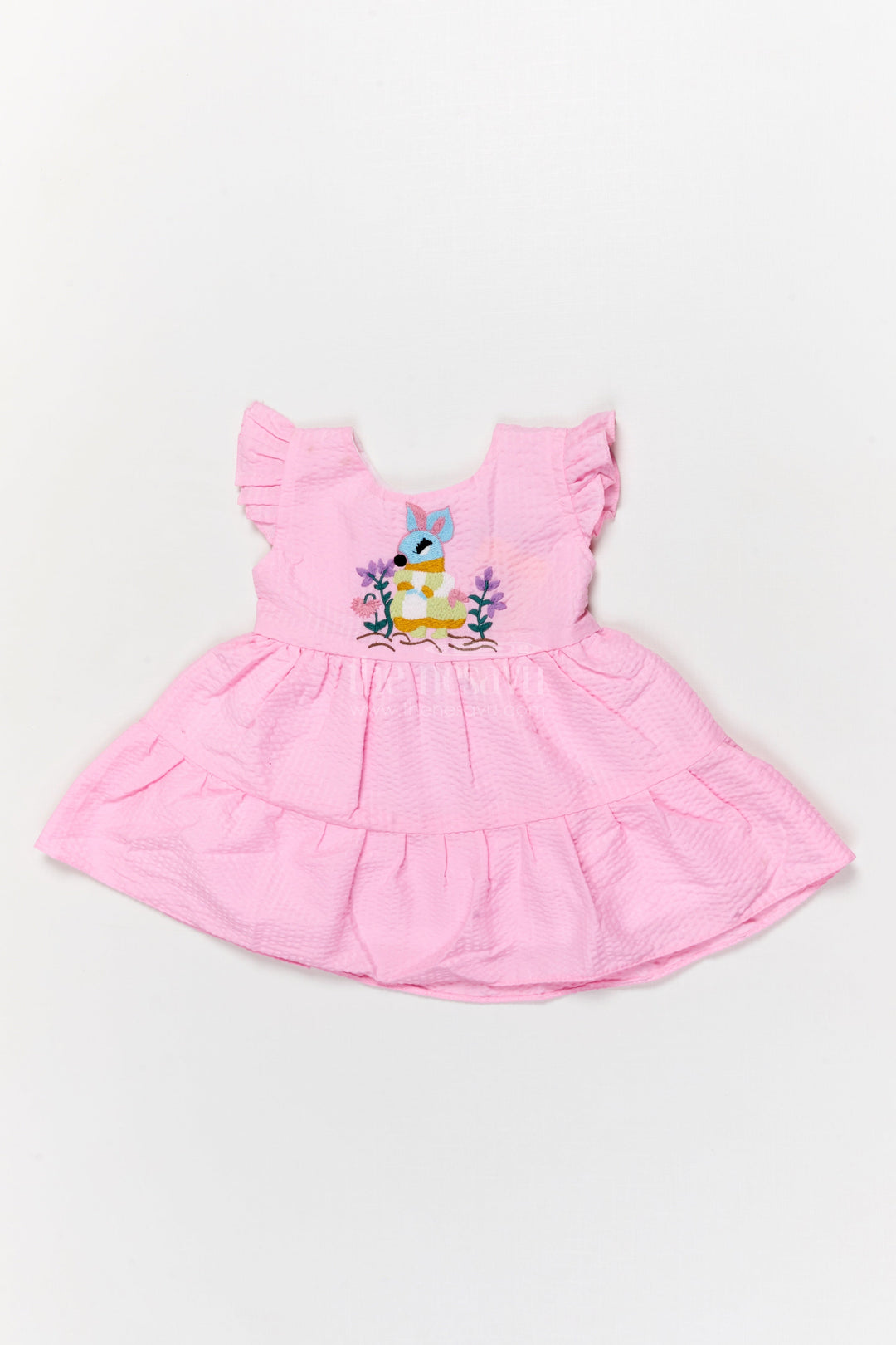 The Nesavu Baby Cotton Frocks Baby Girl Popcorn Embroidered Cotton Frock for Everyday Play Nesavu 14 (6M) / Pink BFJ893A-14 Nesavu baby girl cotton frock with popcorn texture and embroidery for playdates and daily wear