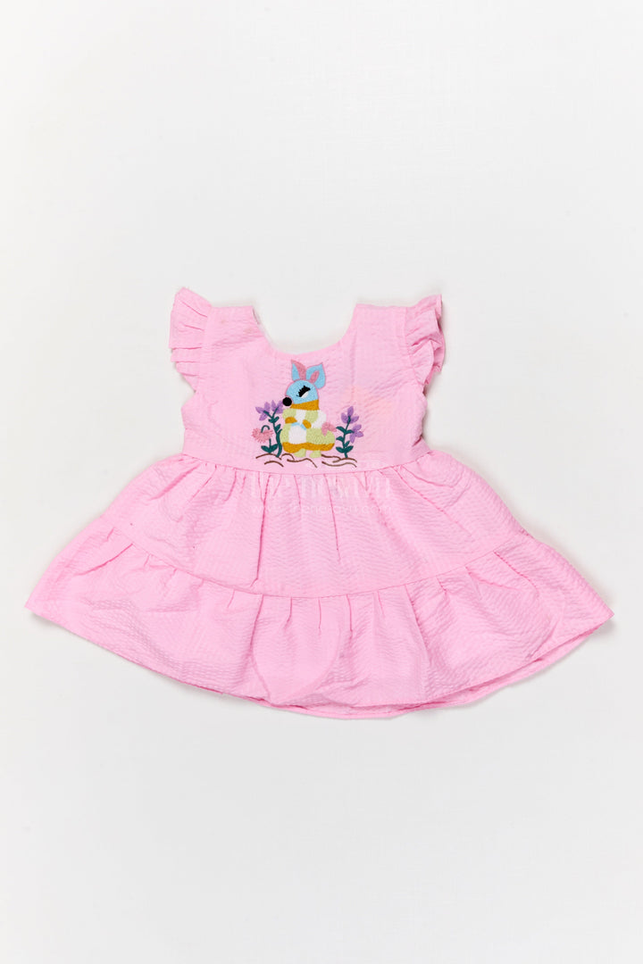 The Nesavu Baby Cotton Frocks Baby Girl Popcorn Embroidered Cotton Frock for Everyday Play Nesavu 14 (6M) / Pink BFJ893A-14 Nesavu baby girl cotton frock with popcorn texture and embroidery for playdates and daily wear