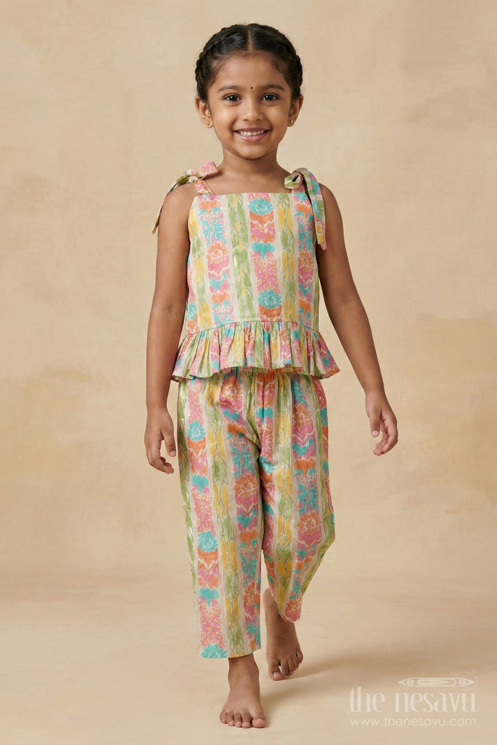 The Nesavu Girls Co-Ord Sets Baby Girl Printed Co-ord Set in Modal Silk for Cultural Gatherings and Festivals Nesavu Nesavu modal silk printed co-ord set for baby girls with ethnic motifs for festive celebrations