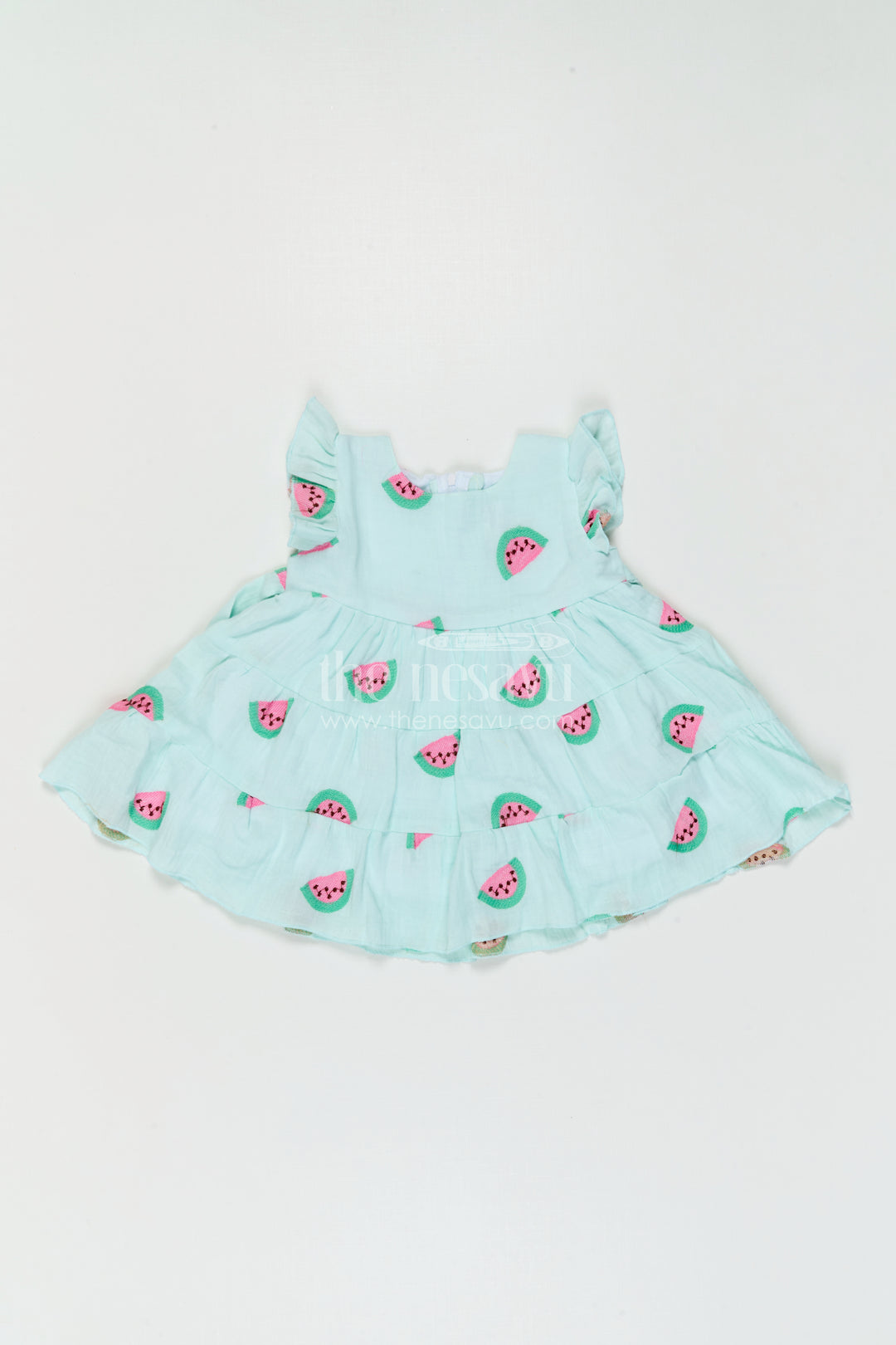 The Nesavu Baby Cotton Frocks Baby Girl Printed Frock for Daily Wear and Cute Outings Nesavu Nesavu Baby Girl Printed Muslin Cotton Frock For Daily Wear And Outings With Tiered Flared Design