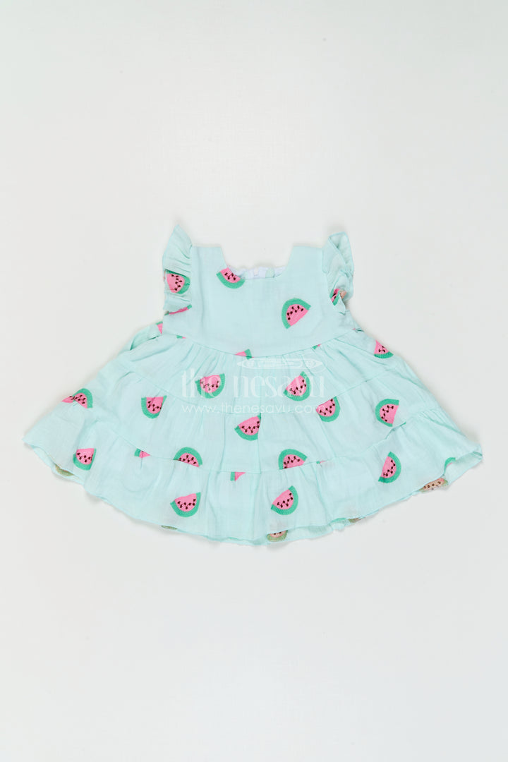 The Nesavu Baby Cotton Frocks Baby Girl Printed Frock for Daily Wear and Cute Outings Nesavu Nesavu Baby Girl Printed Muslin Cotton Frock For Daily Wear And Outings With Tiered Flared Design