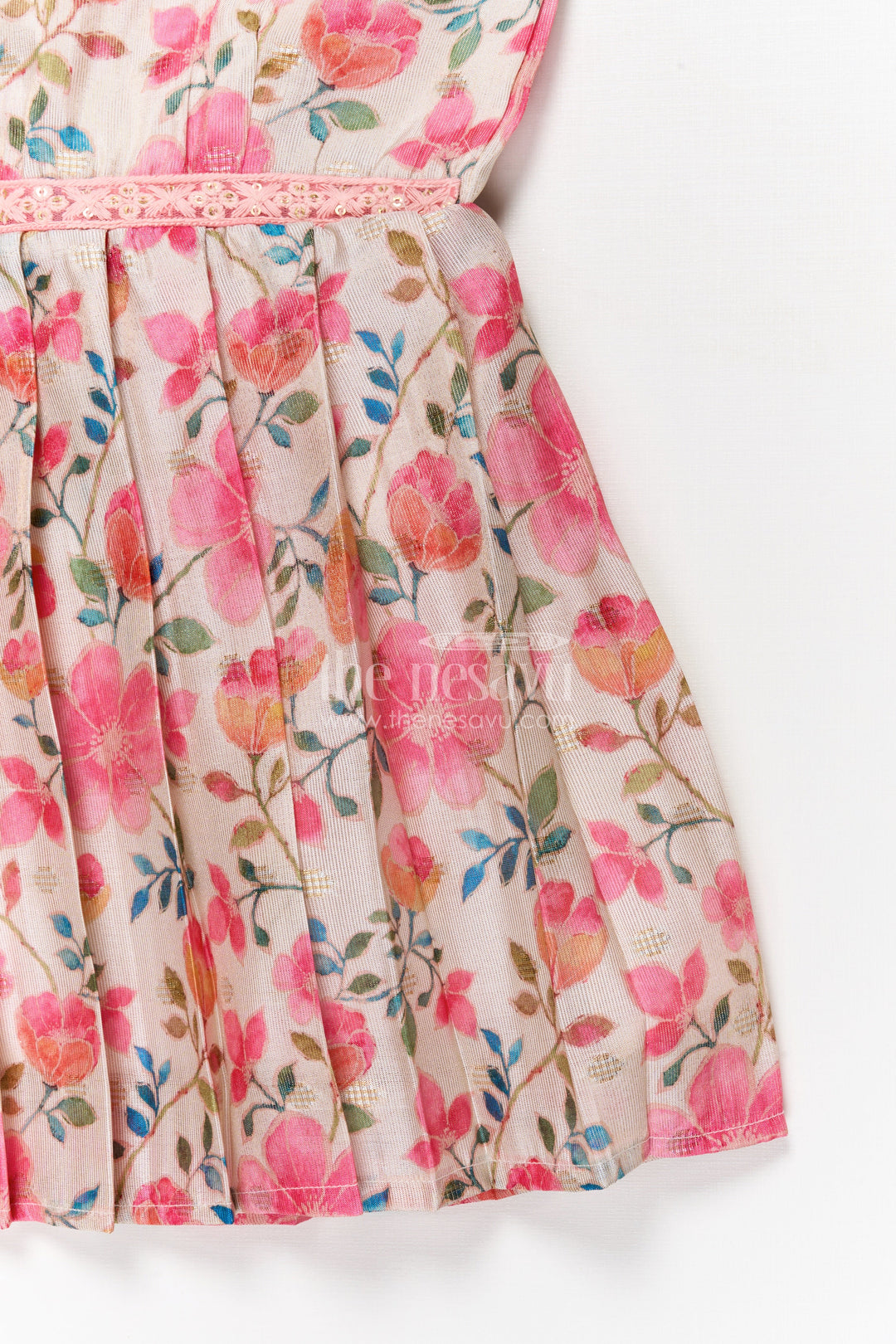 The Nesavu Tie-up Frock Baby Girl Printed Frock with Tie-up Straps for Summer Days Nesavu Nesavu baby girl frock with floral digital print and tie-up shoulders for summer comfort