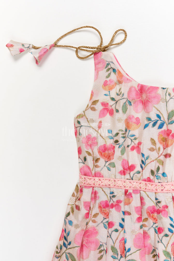 The Nesavu Tie-up Frock Baby Girl Printed Frock with Tie-up Straps for Summer Days Nesavu Nesavu baby girl frock with floral digital print and tie-up shoulders for summer comfort
