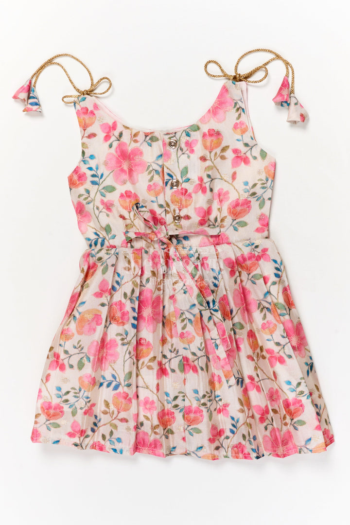 The Nesavu Tie-up Frock Baby Girl Printed Frock with Tie-up Straps for Summer Days Nesavu Nesavu baby girl frock with floral digital print and tie-up shoulders for summer comfort