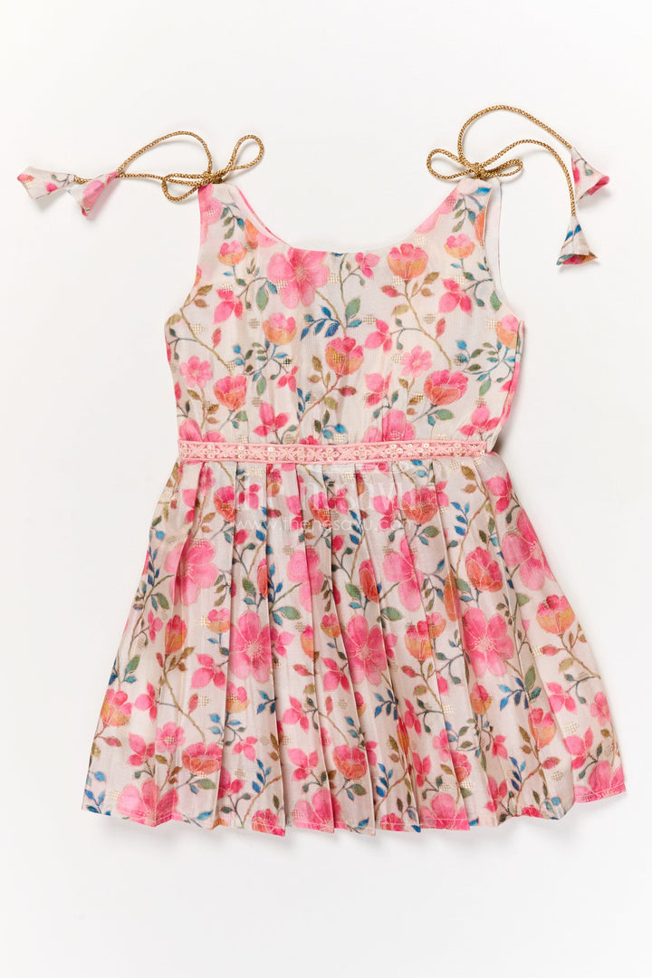 The Nesavu Tie-up Frock Baby Girl Printed Frock with Tie-up Straps for Summer Days Nesavu Nesavu baby girl frock with floral digital print and tie-up shoulders for summer comfort