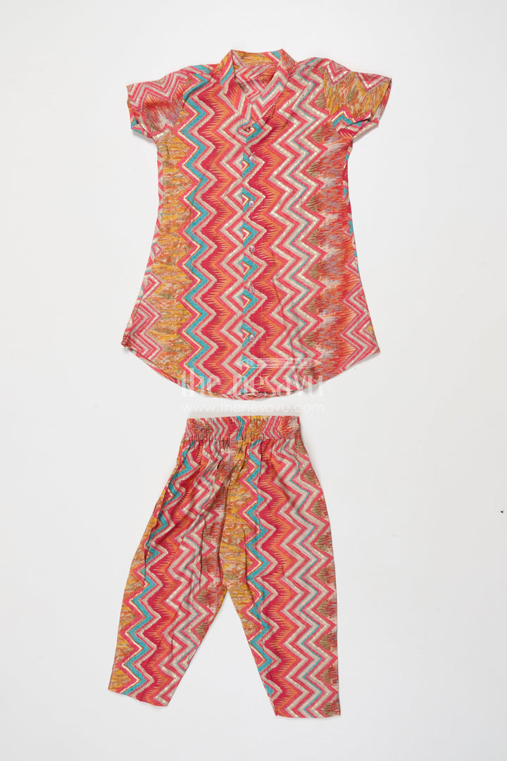 The Nesavu Girls Co-Ord Sets Baby Girl Printed Modal Silk Co-ord Set for Festive Functions Nesavu 16 (1Y) / Multicolor GPS918A-16 Nesavu baby girl modal silk peplum co-ord set for festive functions and traditional gatherings