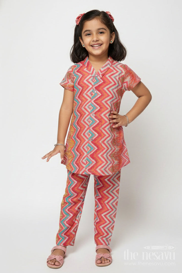 The Nesavu Girls Co-Ord Sets Baby Girl Printed Modal Silk Co-ord Set for Festive Functions Nesavu 16 (1Y) / Multicolor GPS918A-16 Nesavu baby girl modal silk peplum co-ord set for festive functions and traditional gatherings