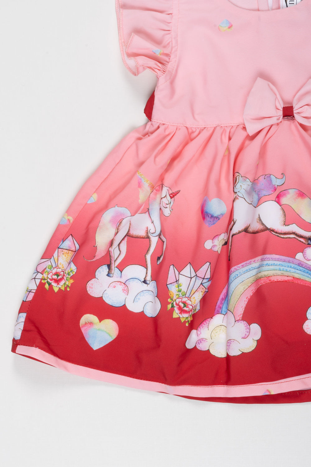 The Nesavu Baby Fancy Frock Baby Girl's Enchanted Unicorn Party Dress with Rainbow and Hearts Nesavu Magical Unicorn and Rainbow Dress for Baby Girls | Perfect for Parties | The Nesavu
