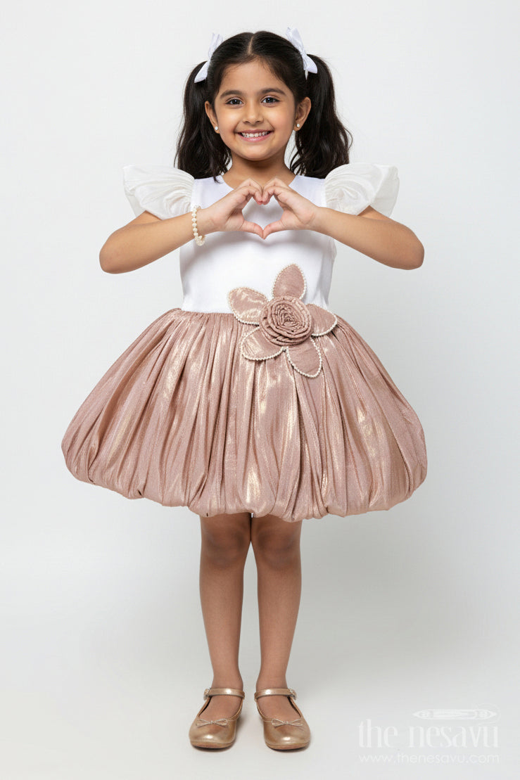 The Nesavu Girls Fancy Party Frock Baby Girl Satin Frock for Parties and Festive Evenings Nesavu 16 (1Y) / Gold PF283A-16 Nesavu baby girl satin party frock bow birthdays elegant celebrations