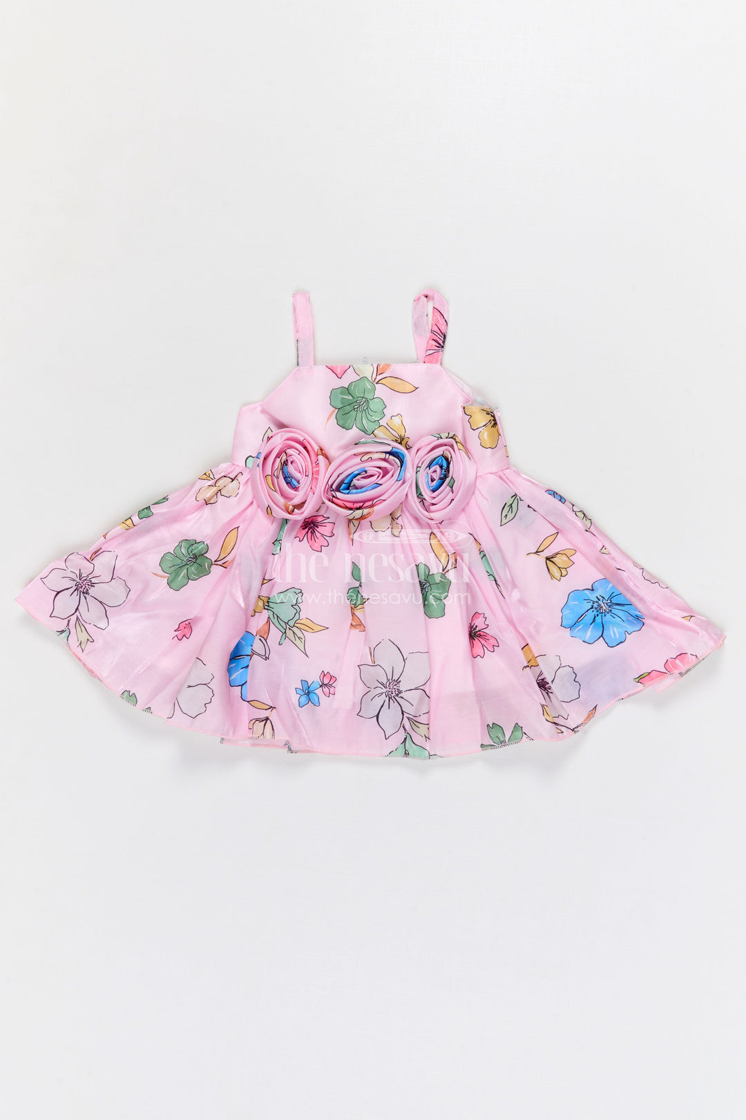 The Nesavu Baby Fancy Frock Baby Girl Satin Party Frock for Birthdays and Celebration Moments Nesavu Nesavu baby girl satin party frock with floral print for birthdays celebrations and baby occasions